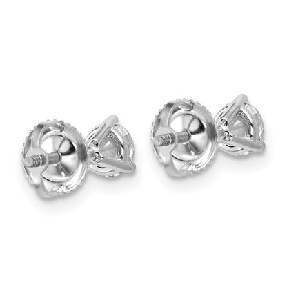 14k White Gold 3/4 ctw Lab Grown Diamond VS/SI+ G+ Round 3 Prong Heavy Wt. Screwback Stud Earrings