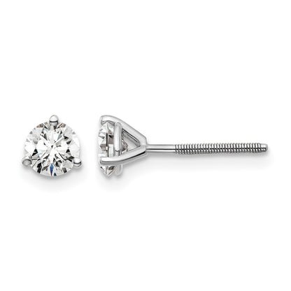 14K White Gold 3/4 Ctw Certified Lab Grown Diamond Vs+ F+ Round 3 Prong Heavy Wt. Screwback Stud Earrings