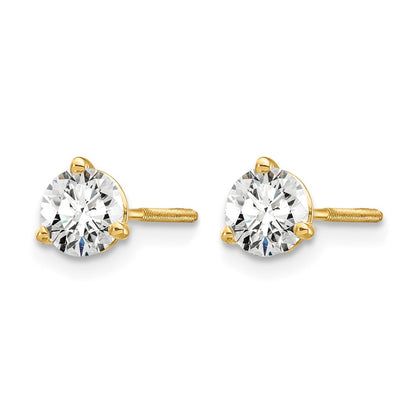 14k Yellow Gold 3/4 ctw Certified Lab Grown Diamond VS/SI+ G+ Round 3 Prong Heavy Wt. Screwback Stud Earrings