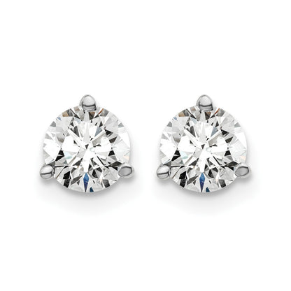 14K White Gold 1 Ctw Lab Grown Diamond Vs+ F+ Round 3 Prong Heavy Wt. Screwback Stud Earrings