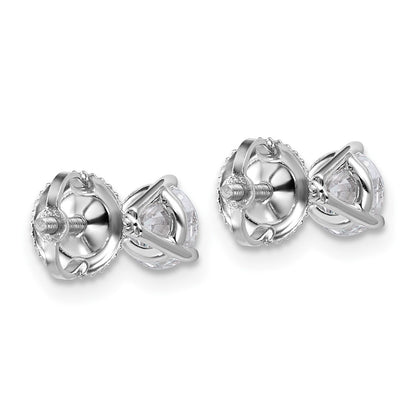 14k White Gold 1 ctw Lab Grown Diamond VS/SI+ G+ Round 3 Prong Heavy Wt. Screwback Stud Earrings