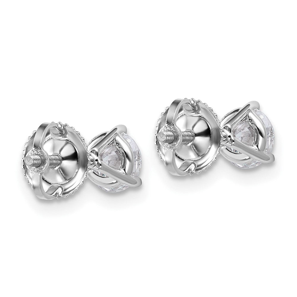 14k White Gold 1 ctw Certified Lab Grown Diamond VS/SI+ G+ Round 3 Prong Heavy Wt. Screwback Stud Earrings