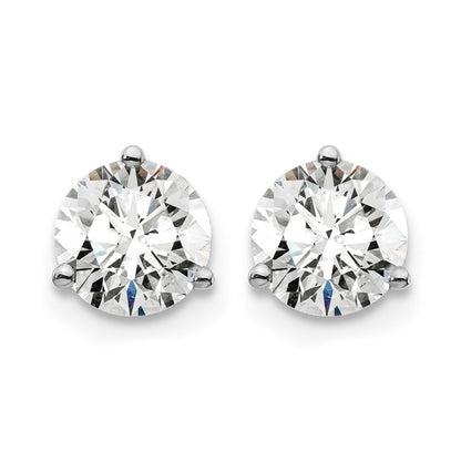 14K White Gold 1 1/2 Ctw Certified Lab Grown Diamond Vs+ F+ Round 3 Prong Heavy Wt. Screwback Stud Earrings