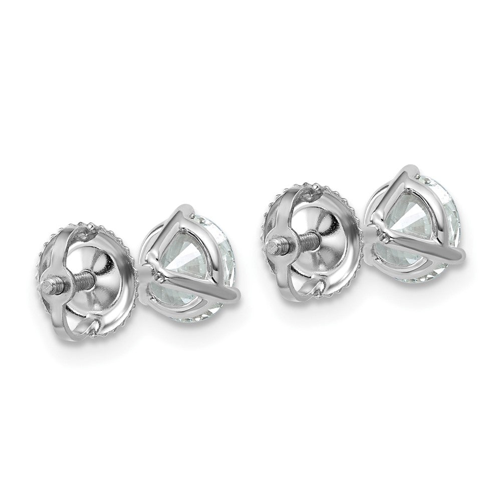 14K White Gold 1 1/2 Ctw Certified Lab Grown Diamond Vs+ F+ Round 3 Prong Heavy Wt. Screwback Stud Earrings