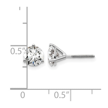 14k White Gold 1 1/2 Ct. Certified Lab Grown Diamond VS/SI+ G+ Round Three Prong Screwback Stud Post Earrings