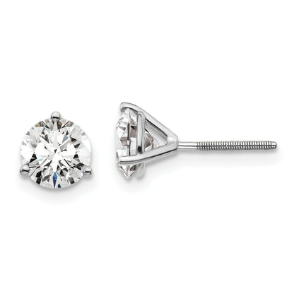 14k White Gold 1 1/2 ctw Lab Grown Diamond VS/SI+ G+ Round 3 Prong Heavy Wt. Screwback Stud Earrings