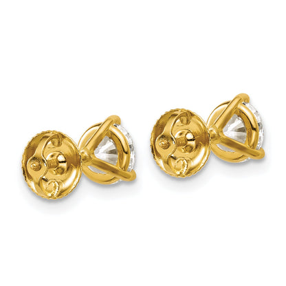 14K Yellow Gold 1 1/2 Ctw Certified Lab Grown Diamond Vs/Si+ G+ Round 3 Prong Heavy Wt. Screwback Stud Earrings
