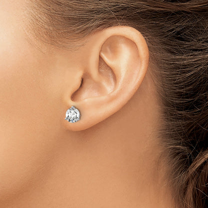 14K White Gold 2 Ctw Certified Lab Grown Diamond Vs+ F+ Round 3 Prong Heavy Wt. Screwback Stud Earrings