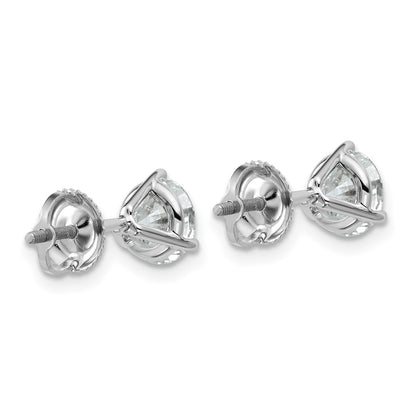 14K White Gold 2 Ctw Certified Lab Grown Diamond Vs+ F+ Round 3 Prong Heavy Wt. Screwback Stud Earrings