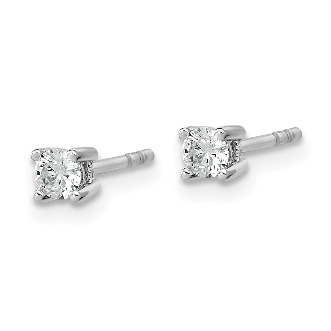 14K White Gold 1/5 Ctw Lab Grown Diamond Vs+ F+ Round 4 Prong Heavy Wt. Stud Earrings