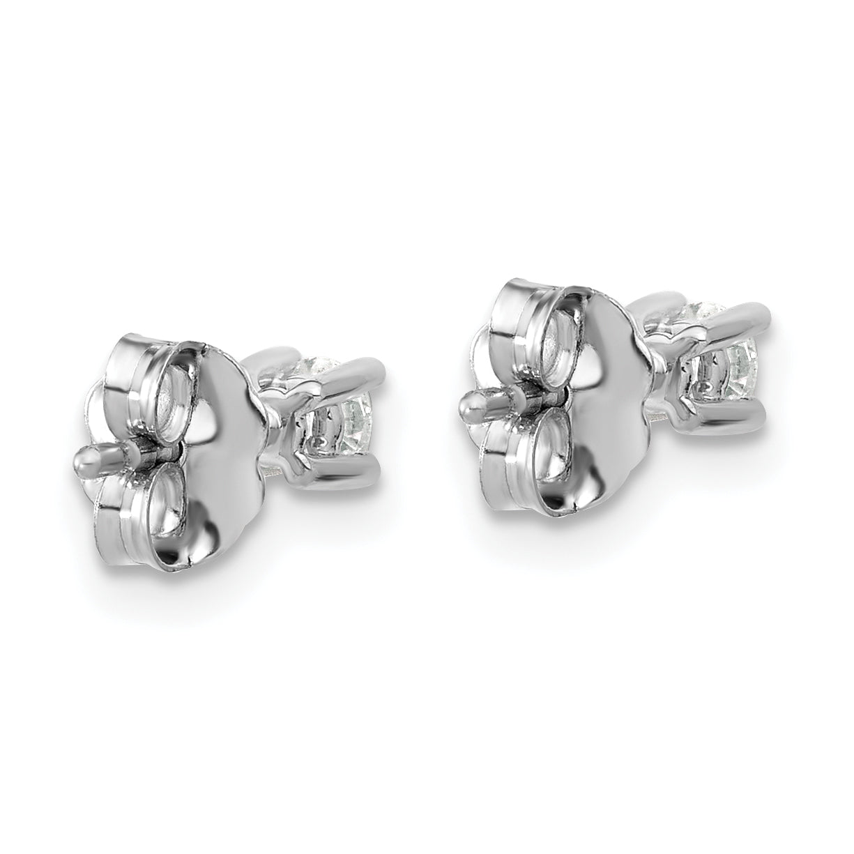 14K White Gold 1/5 Ctw Lab Grown Diamond Vs+ F+ Round 4 Prong Heavy Wt. Stud Earrings