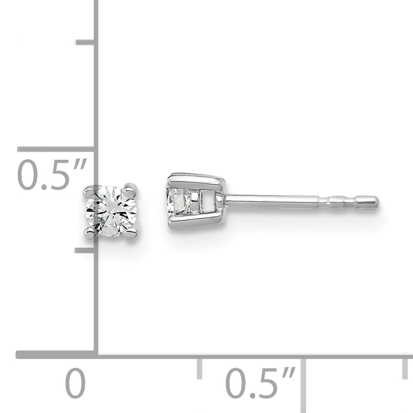 14K White Gold 1/5 Ctw Lab Grown Diamond Vs+ F+ Round 4 Prong Heavy Wt. Stud Earrings