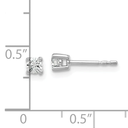 14K White Gold 1/5 Ctw Lab Grown Diamond Vs+ F+ Round 4 Prong Heavy Wt. Stud Earrings