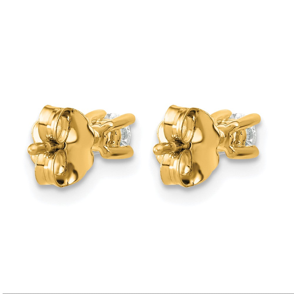 14K Yellow Gold 1/5 Ctw Lab Grown Diamond Vs+ F+ Round 4 Prong Heavy Wt. Stud Earrings