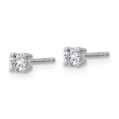 14K White Gold 1/4 Ctw Lab Grown Diamond Vs+ F+ Round 4 Prong Heavy Wt. Stud Earrings