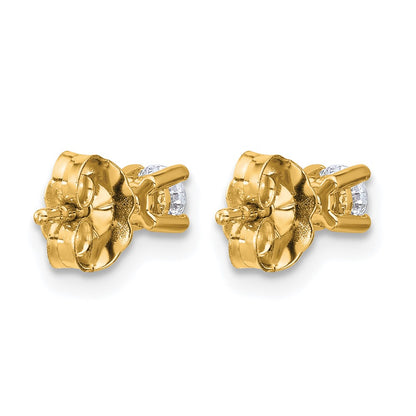14K Yellow Gold 1/4 Ctw Lab Grown Diamond Vs+ F+ Round 4 Prong Heavy Wt. Stud Earrings