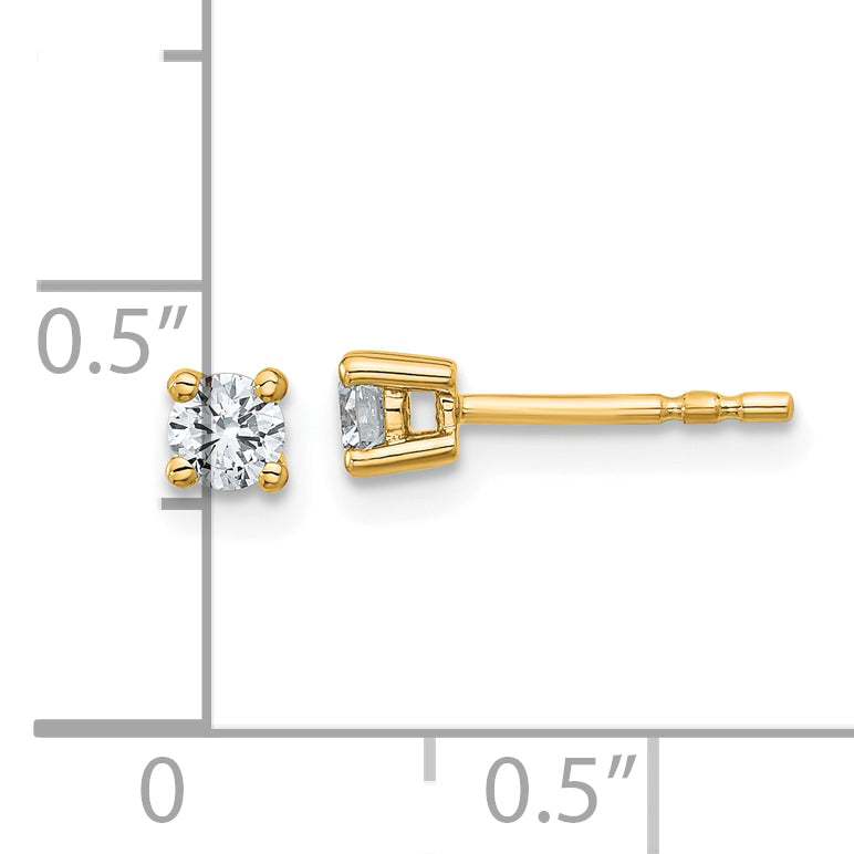 14K Yellow Gold 1/4 Ctw Lab Grown Diamond Vs+ F+ Round 4 Prong Heavy Wt. Stud Earrings