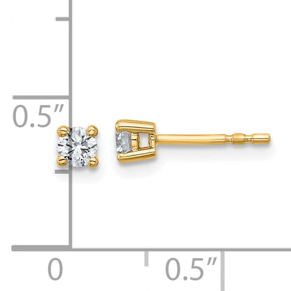 14K Yellow Gold 1/4 Ctw Lab Grown Diamond Vs+ F+ Round 4 Prong Heavy Wt. Stud Earrings