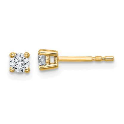 14K Yellow Gold 1/4 Ctw Lab Grown Diamond Vs+ F+ Round 4 Prong Heavy Wt. Stud Earrings
