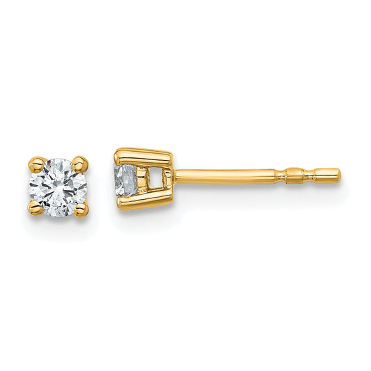 14K Yellow Gold 1/4 Ctw Lab Grown Diamond Vs+ F+ Round 4 Prong Heavy Wt. Stud Earrings