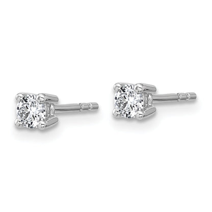 14K White Gold 1/3 Ctw Lab Grown Diamond Vs+ F+ Round 4 Prong Heavy Wt. Stud Earrings
