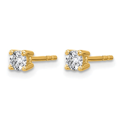 14K Yellow Gold 1/3 Ctw Lab Grown Diamond Vs+ F+ Round 4 Prong Heavy Wt. Stud Earrings