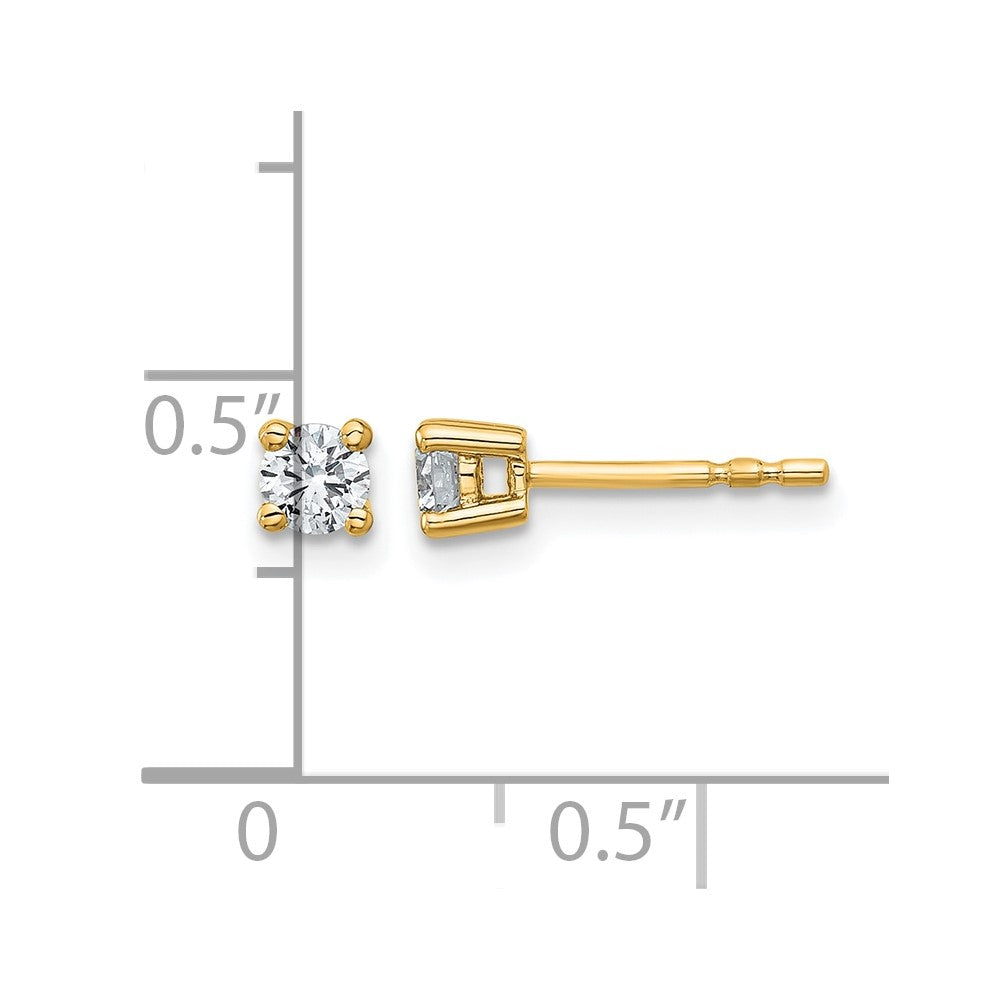 14K Yellow Gold 1/3 Ctw Lab Grown Diamond Vs+ F+ Round 4 Prong Heavy Wt. Stud Earrings