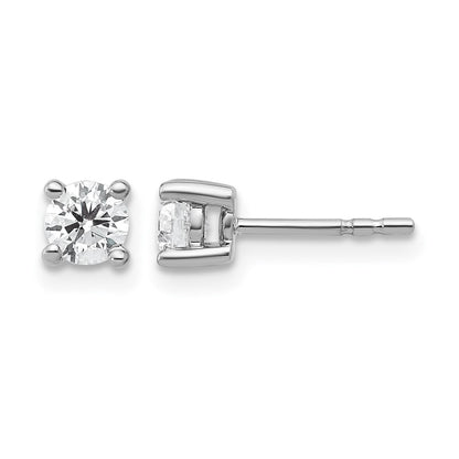 14K White Gold 1/2 Ctw Lab Grown Diamond Vs+ F+ Round 4 Prong Heavy Wt. Stud Earrings
