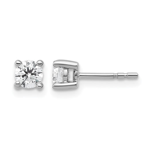 14K White Gold 1/2 Ctw Lab Grown Diamond Vs+ F+ Round 4 Prong Heavy Wt. Stud Earrings