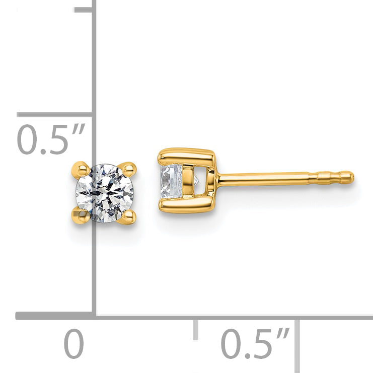 14K Yellow Gold 1/2 Ctw Lab Grown Diamond Vs+ F+ Round 4 Prong Heavy Wt. Stud Earrings