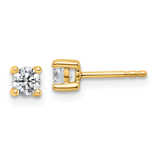 14K Yellow Gold 1/2 Ctw Lab Grown Diamond Vs+ F+ Round 4 Prong Heavy Wt. Stud Earrings
