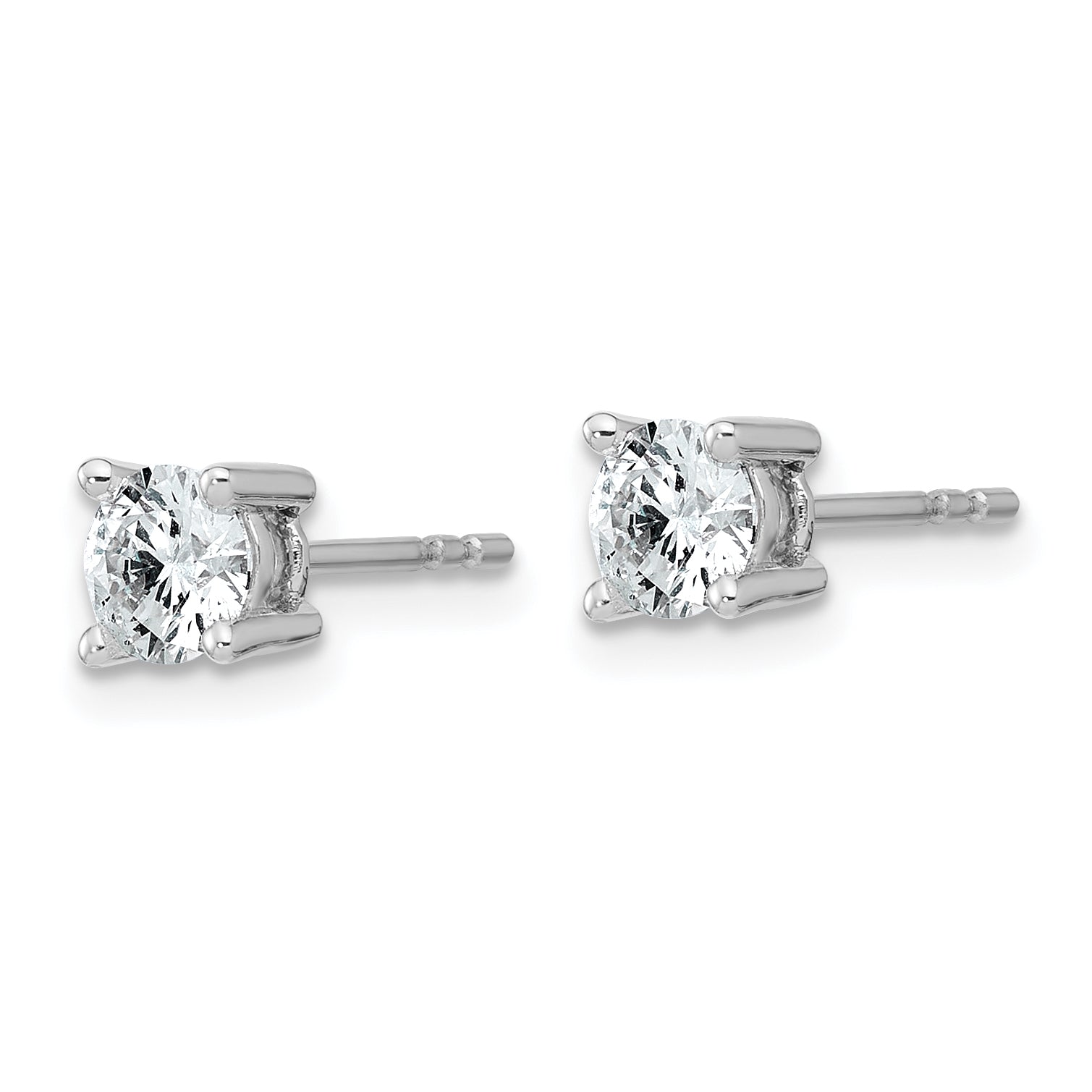 14K White Gold 3/4 Ctw Lab Grown Diamond Vs+ F+ Round 4 Prong Heavy Wt. Stud Earrings