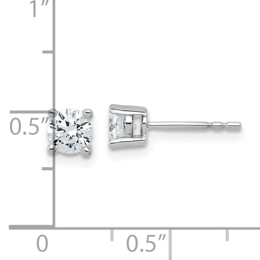 14K White Gold 3/4 Ctw Lab Grown Diamond Vs+ F+ Round 4 Prong Heavy Wt. Stud Earrings