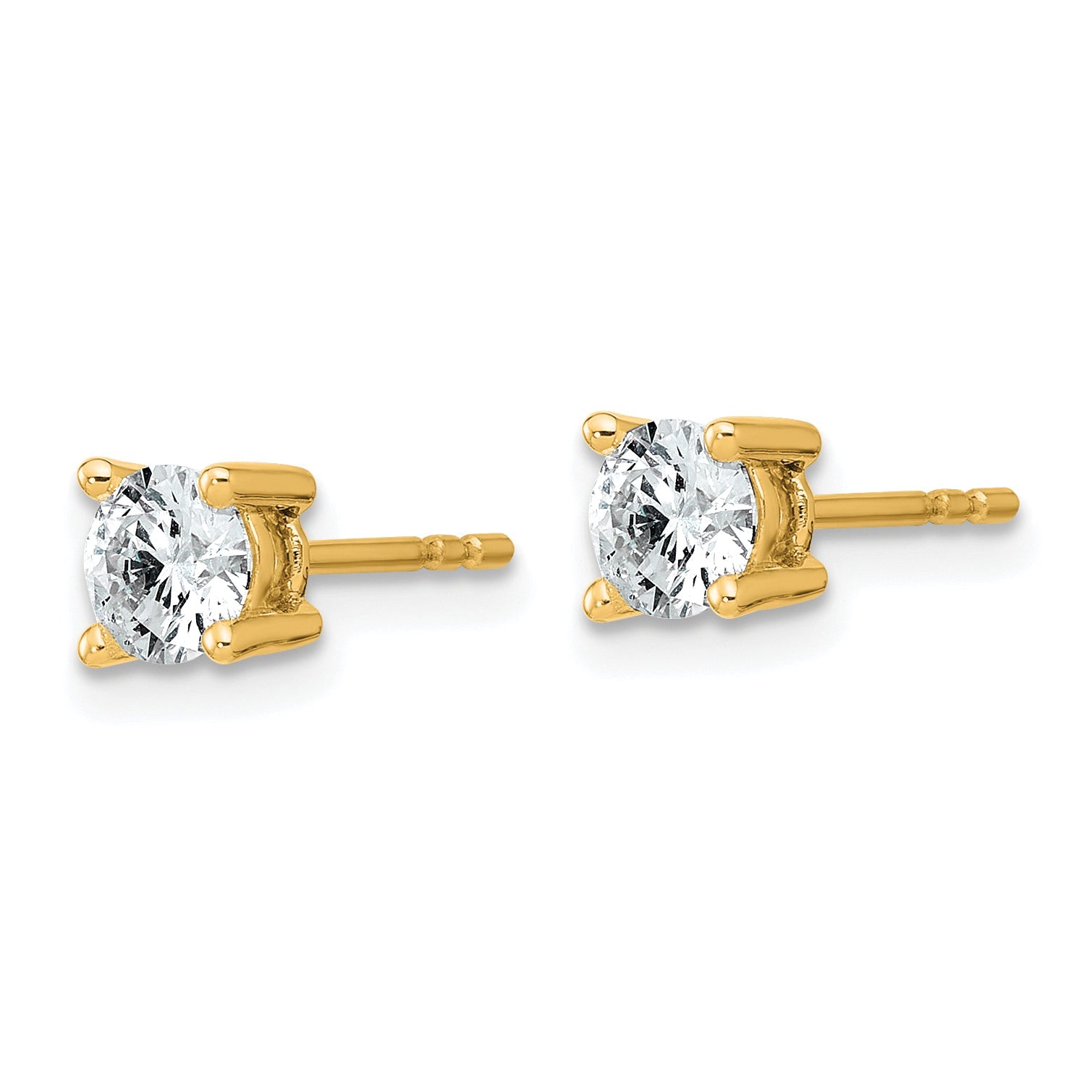 14K Yellow Gold 3/4 Ctw Lab Grown Diamond Vs+ F+ Round 4 Prong Heavy Wt. Stud Earrings