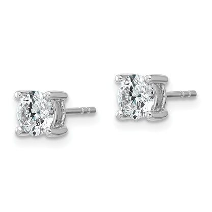 14K White Gold 1 Ctw Lab Grown Diamond Vs+ F+ Round 4 Prong Heavy Wt. Stud Earrings