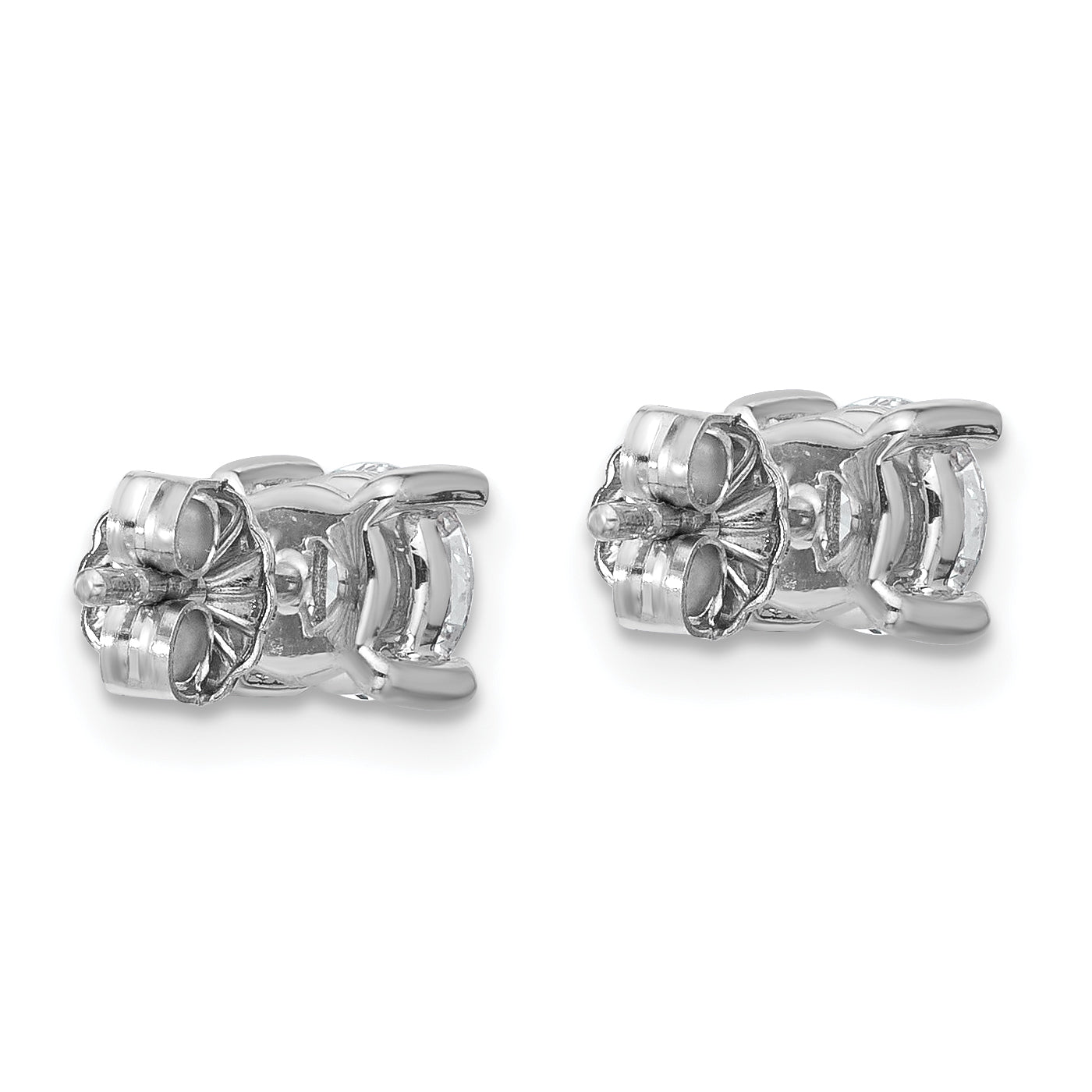 14K White Gold 1 Ctw Lab Grown Diamond Vs+ F+ Round 4 Prong Heavy Wt. Stud Earrings