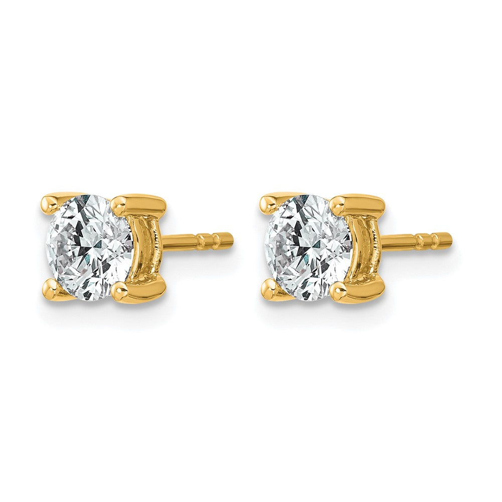 14K Yellow Gold 1 Ctw Lab Grown Diamond Vs+ F+ Round 4 Prong Heavy Wt. Stud Earrings