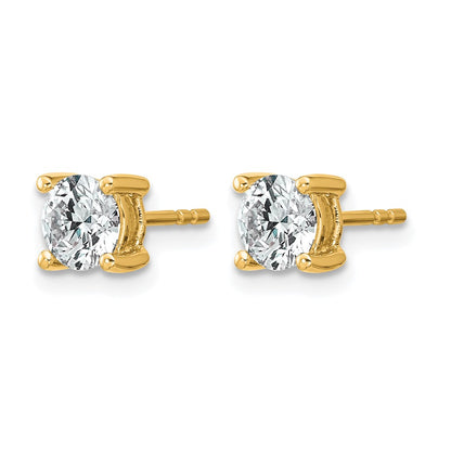 14K Yellow Gold 1 Ctw Lab Grown Diamond Vs+ F+ Round 4 Prong Heavy Wt. Stud Earrings