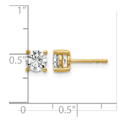 14K Yellow Gold 1 Ctw Lab Grown Diamond Vs+ F+ Round 4 Prong Heavy Wt. Stud Earrings