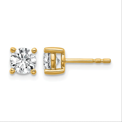 14K Yellow Gold 1 Ctw Lab Grown Diamond Vs+ F+ Round 4 Prong Heavy Wt. Stud Earrings