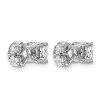 14K White Gold 1 1/2 Ctw Lab Grown Diamond Vs+ F+ Round 4 Prong Heavy Wt. Stud Earrings