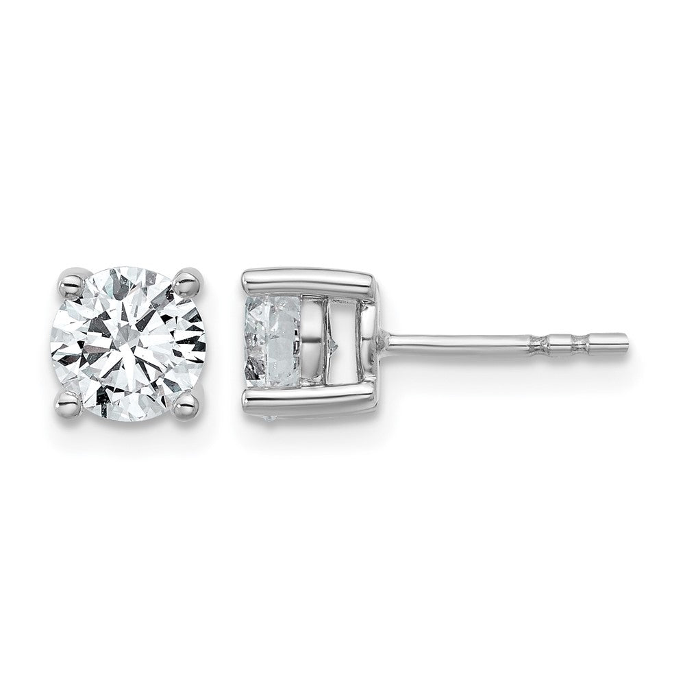 14K White Gold 1 1/2 Ctw Lab Grown Diamond Vs+ F+ Round 4 Prong Heavy Wt. Stud Earrings