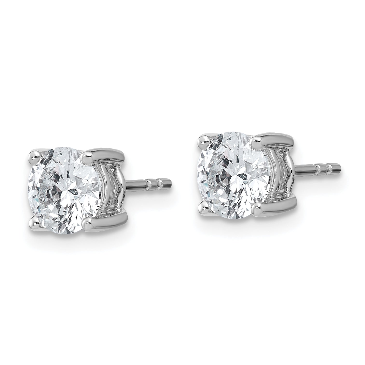 14K White Gold 2 Ctw Lab Grown Diamond Vs+ F+ Round 4 Prong Heavy Wt. Stud Earrings