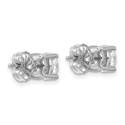14K White Gold 2 Ctw Lab Grown Diamond Vs+ F+ Round 4 Prong Heavy Wt. Stud Earrings