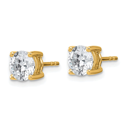 14K Yellow Gold 2 Ctw Lab Grown Diamond Vs+ F+ Round 4 Prong Heavy Wt. Stud Earrings
