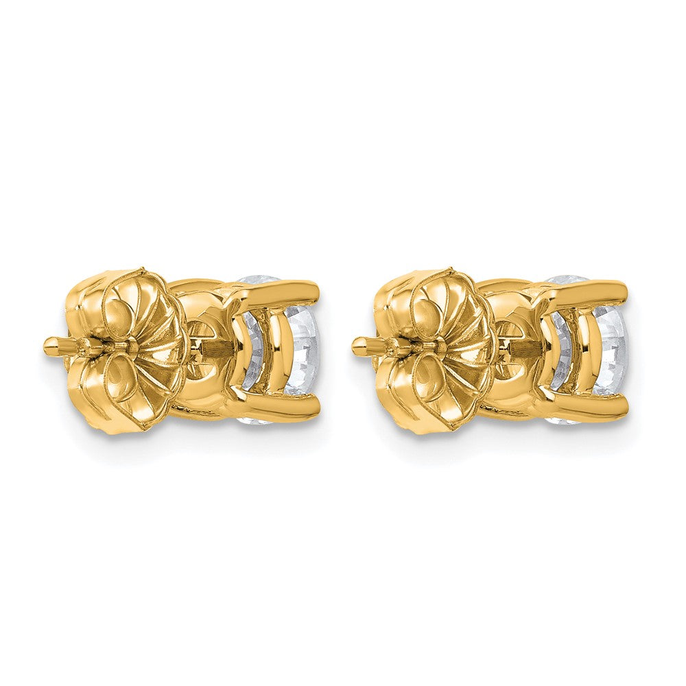 14K Yellow Gold 2 Ctw Lab Grown Diamond Vs+ F+ Round 4 Prong Heavy Wt. Stud Earrings