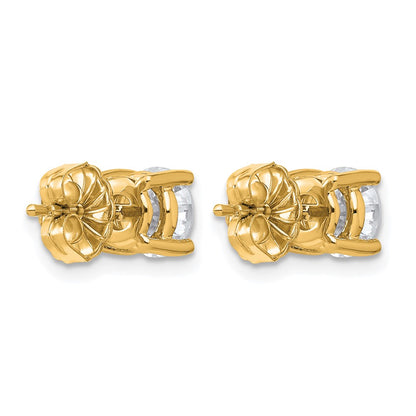 14K Yellow Gold 2 Ctw Lab Grown Diamond Vs+ F+ Round 4 Prong Heavy Wt. Stud Earrings