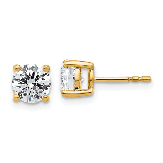 14K Yellow Gold 2 Ctw Lab Grown Diamond Vs+ F+ Round 4 Prong Heavy Wt. Stud Earrings
