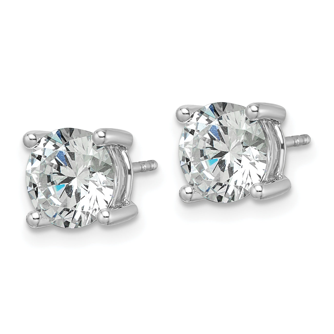 14K White Gold 3 Ctw Lab Grown Diamond Vs+ F+ Round 4 Prong Heavy Wt. Stud Earrings