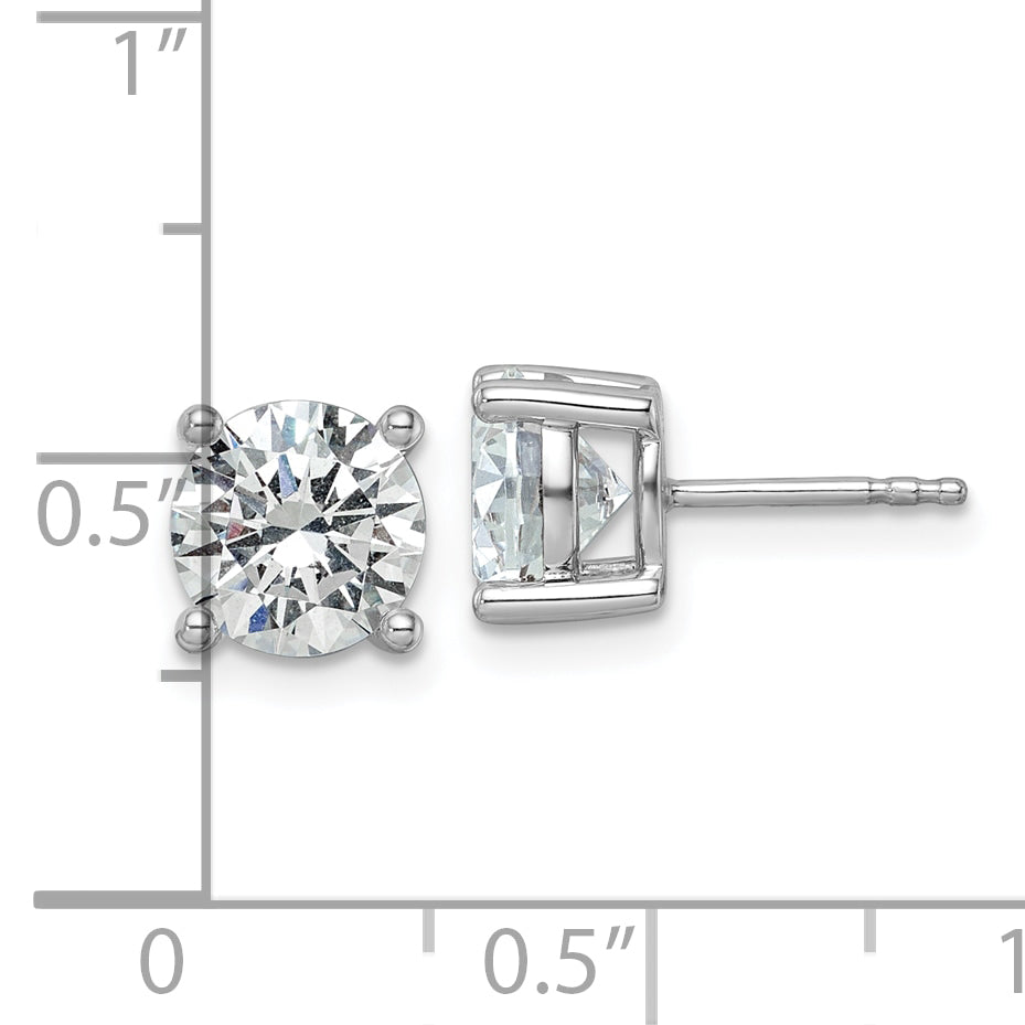 14K White Gold 3 Ctw Lab Grown Diamond Vs+ F+ Round 4 Prong Heavy Wt. Stud Earrings